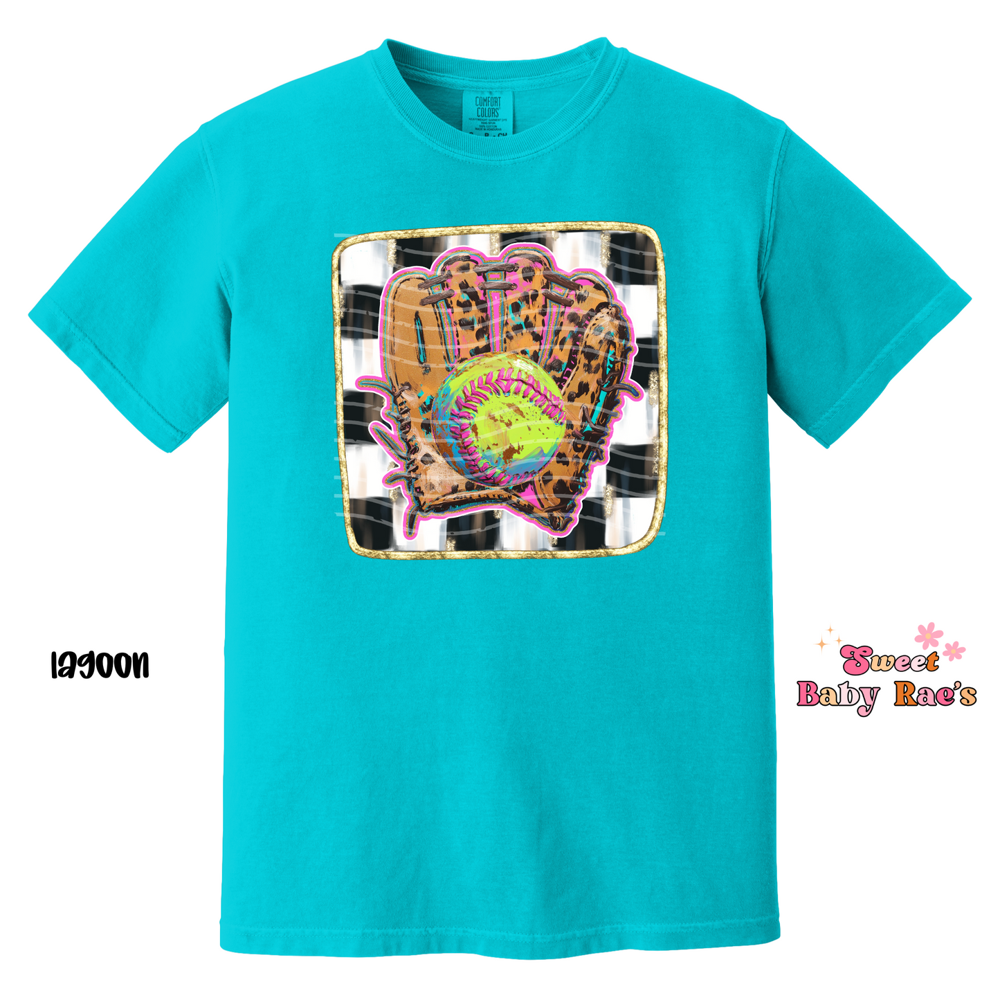 Neon Leopard Softball Glove