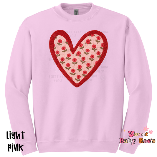 Faux Chenille Floral Heart