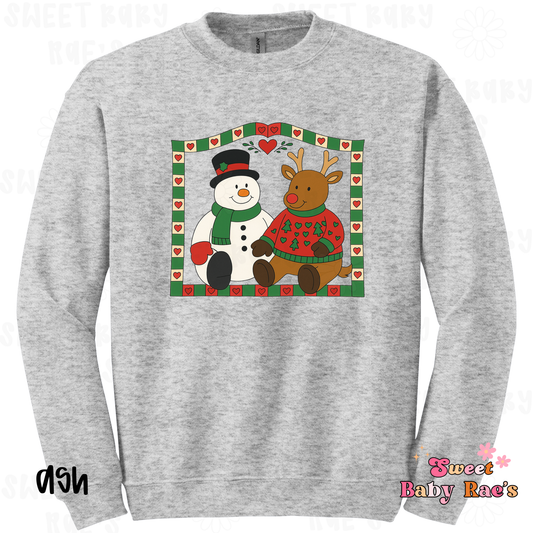 Vintage Snowman & Reindeer